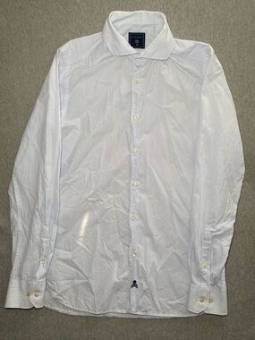 Scalpers Men's Blue White Stripe Cotton Button Up Shirt Size 40